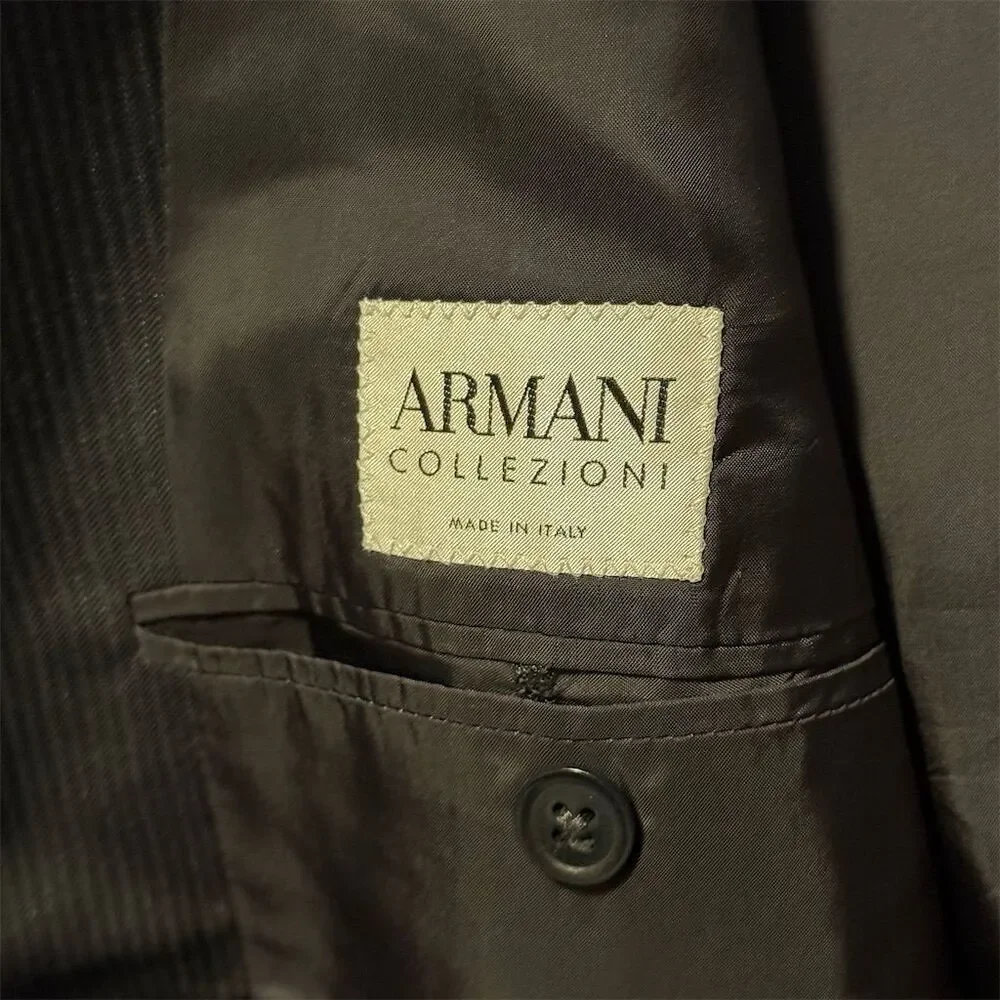 Armani Collezioni Men's Black Striped Wool Blazer Jacket 44r Formal - Picture 8 of 9